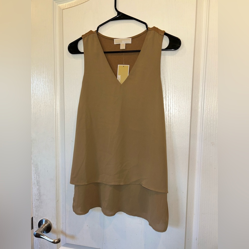 Michael Kors Tan Layered Blouse Sz S NWT